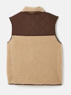 Boys' Eddington Natural & Brown Colourblock Fleece Gilet<Joules Sale
