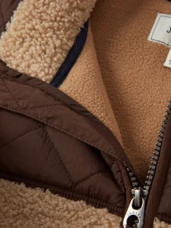 Boys' Eddington Natural & Brown Colourblock Fleece Gilet<Joules Sale