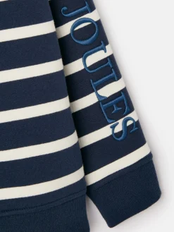 Boys' Finn Navy & White Striped Quarter Zip Sweatshirt<Joules Sale
