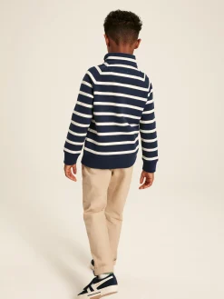 Boys' Finn Navy & White Striped Quarter Zip Sweatshirt<Joules Sale