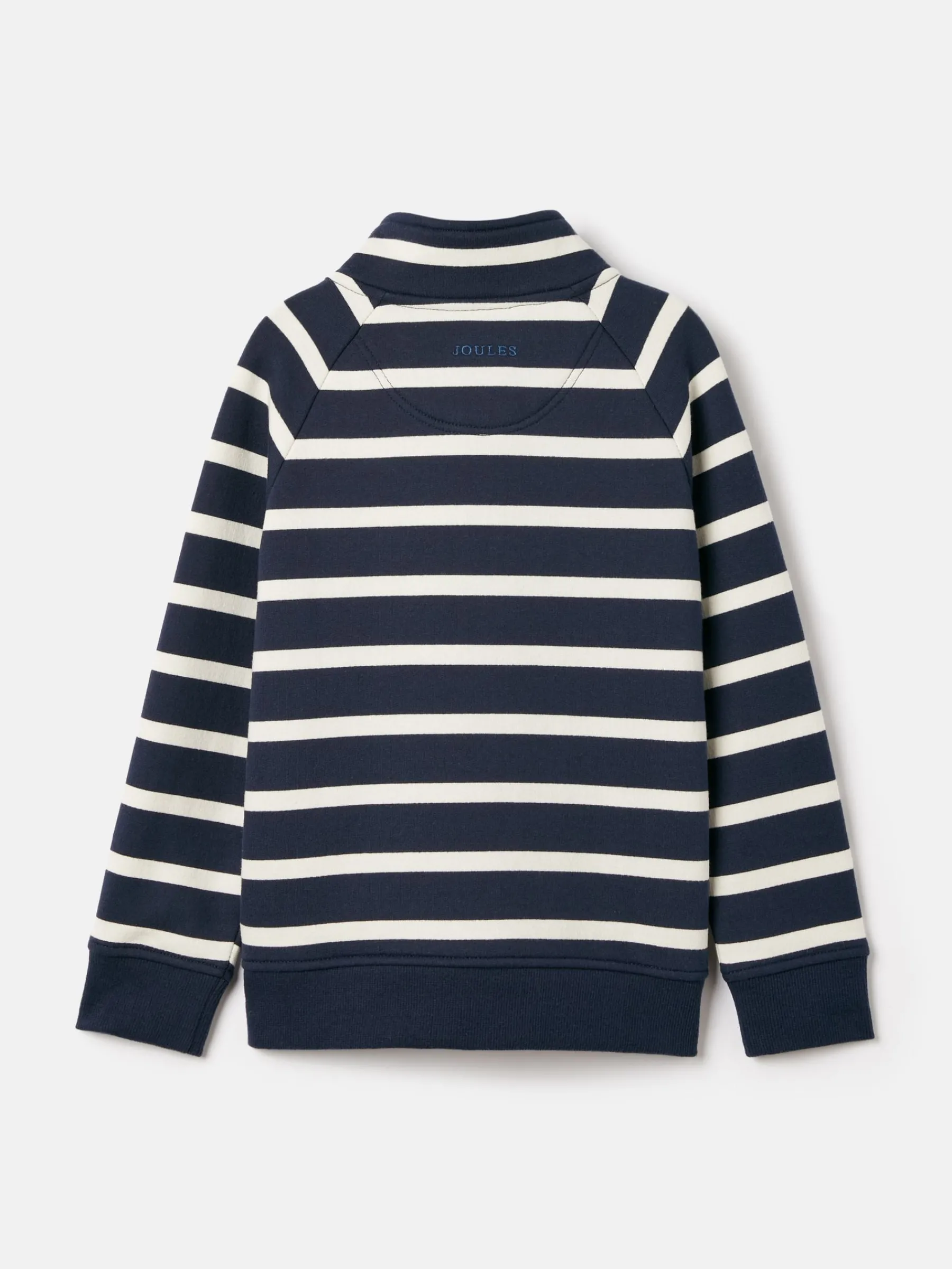 Boys' Finn Navy & White Striped Quarter Zip Sweatshirt<Joules Sale