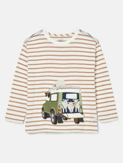 Boys' Jack Cream & Natural Stripe Artwork Top<Joules Clearance