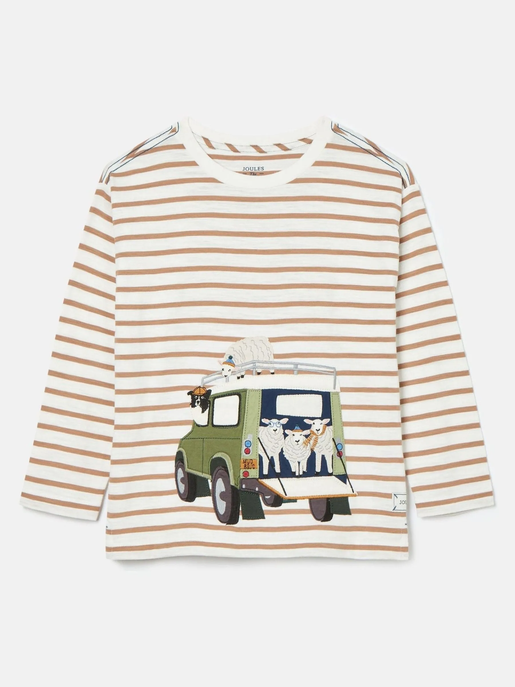 Boys' Jack Cream & Natural Stripe Artwork Top<Joules Clearance