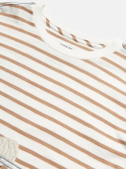 Boys' Jack Cream & Natural Stripe Artwork Top<Joules Clearance
