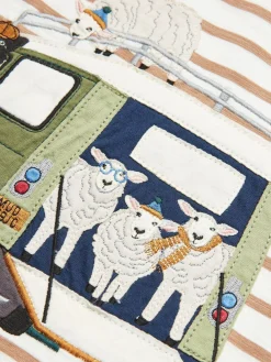 Boys' Jack Cream & Natural Stripe Artwork Top<Joules Clearance