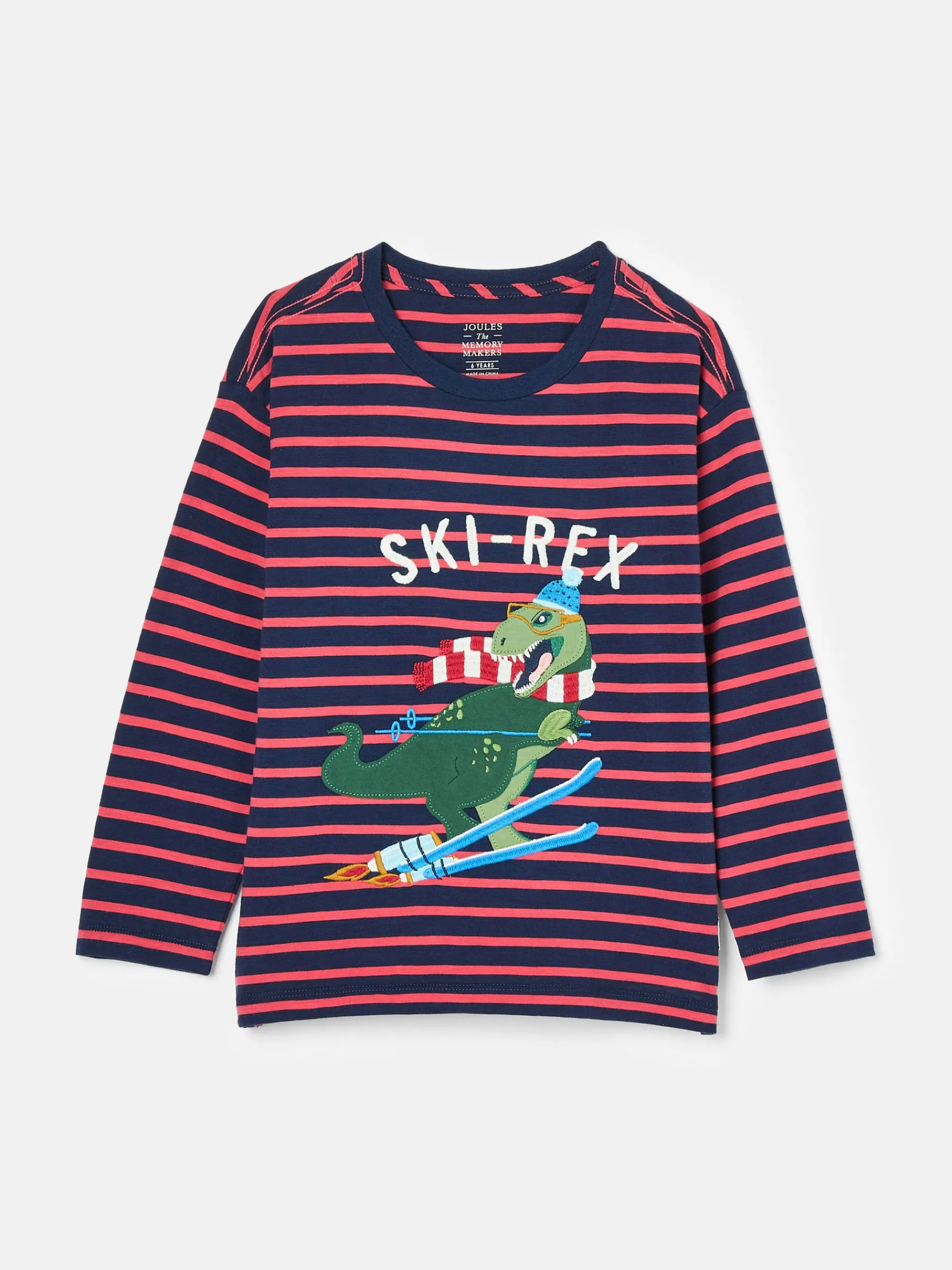 Boys' Jack Red & Navy Stripe Artwork Top<Joules Hot