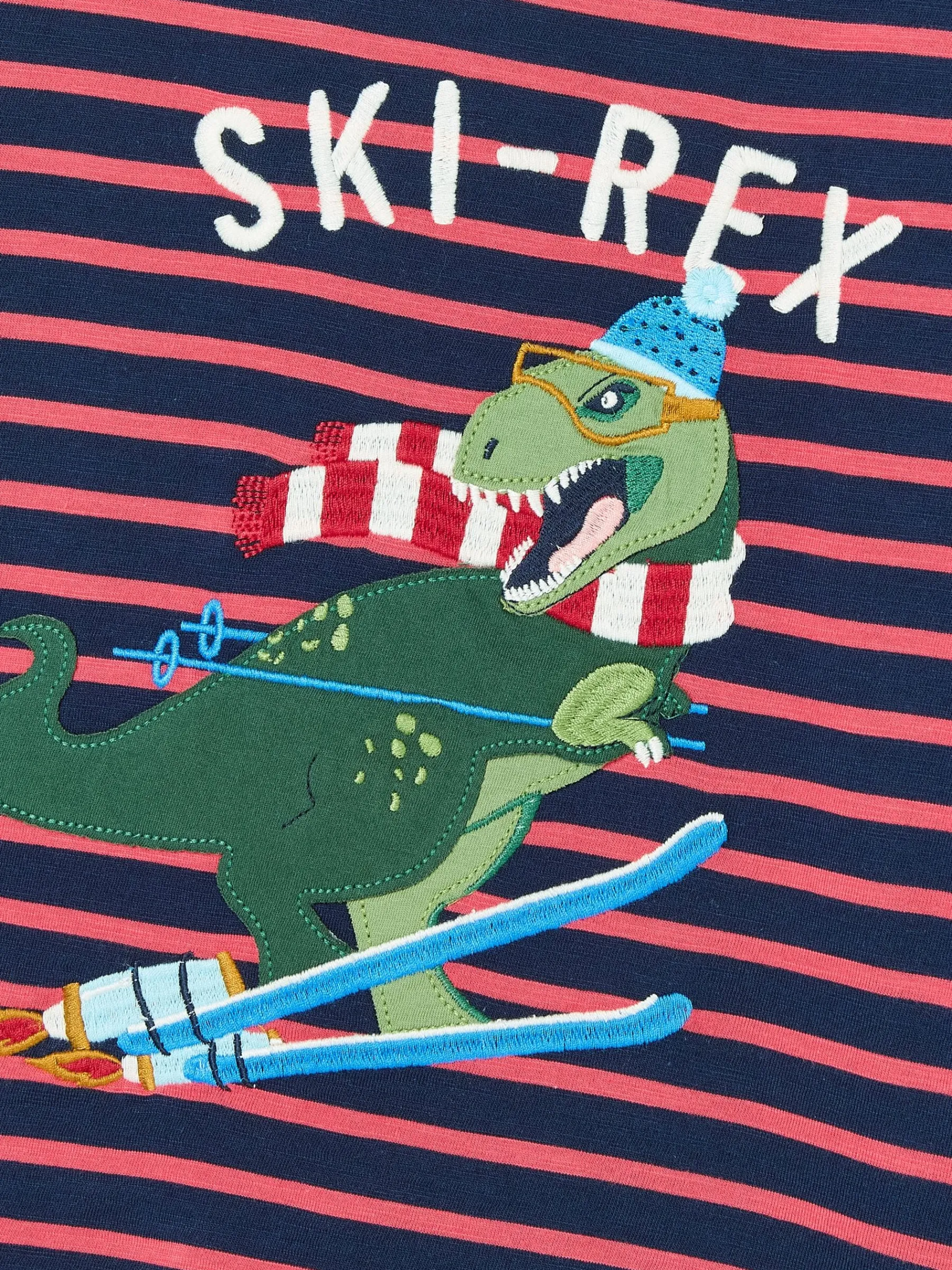 Boys' Jack Red & Navy Stripe Artwork Top<Joules Hot