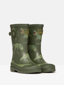Boys' Khaki Green Printed Wellies<Joules Sale