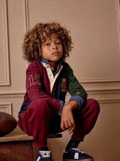 Boys' Kick Off Grandad Collar Rugby Shirt<Joules Sale