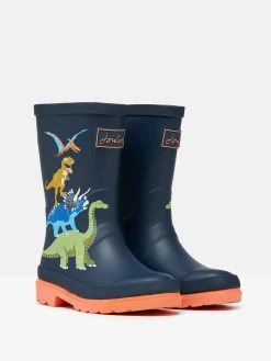 Boys' Navy Dinosaur Printed Wellies<Joules Sale