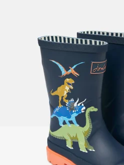 Boys' Navy Dinosaur Printed Wellies<Joules Sale