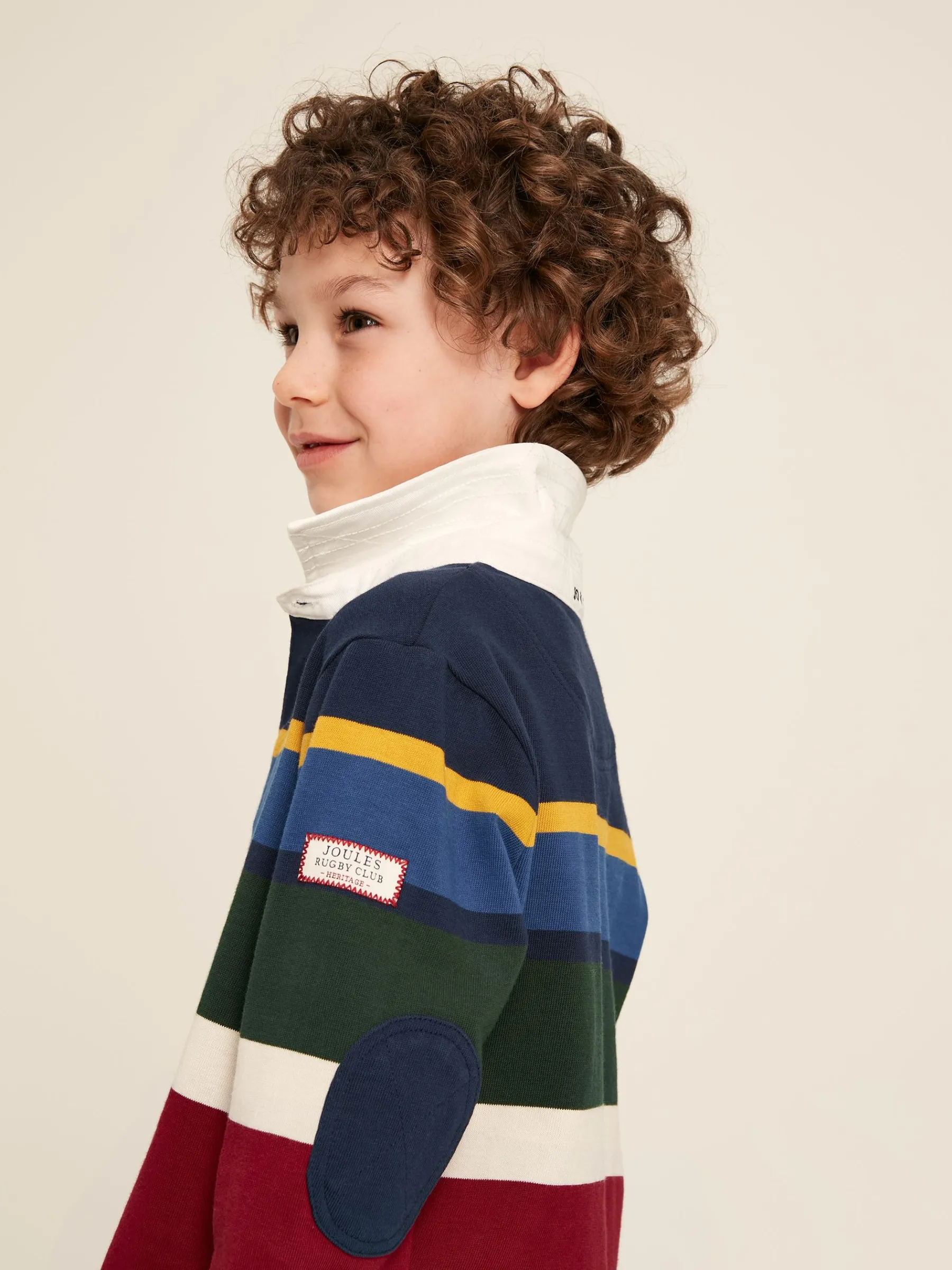 Boys' Onside Striped Cotton Rugby Shirt<Joules Online