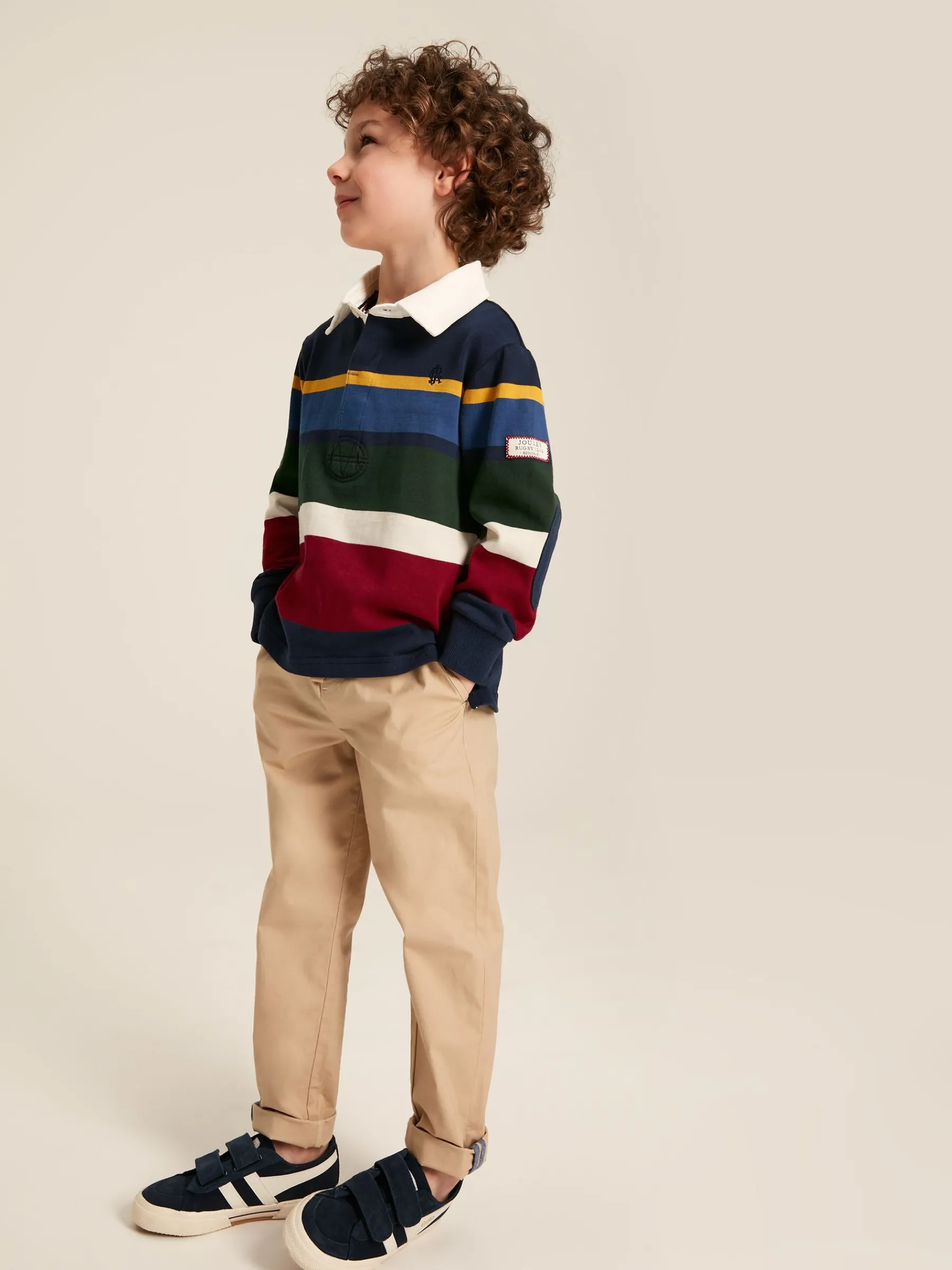 Boys' Onside Striped Cotton Rugby Shirt<Joules Online