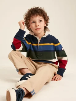 Boys' Onside Striped Cotton Rugby Shirt<Joules Online