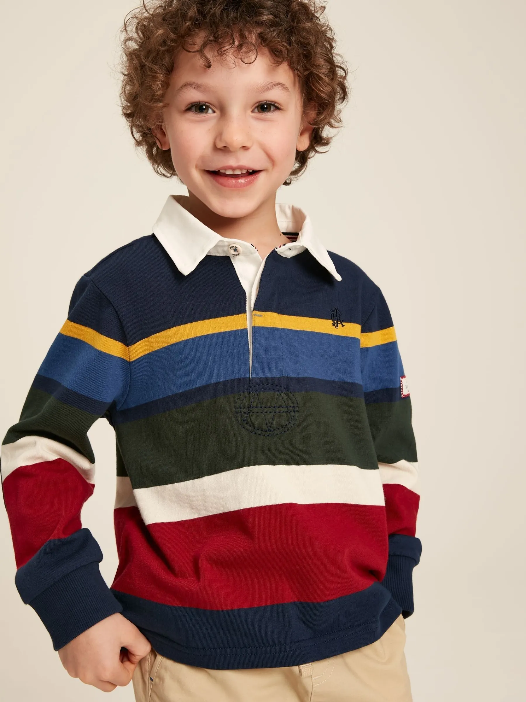 Boys' Onside Striped Cotton Rugby Shirt<Joules Online