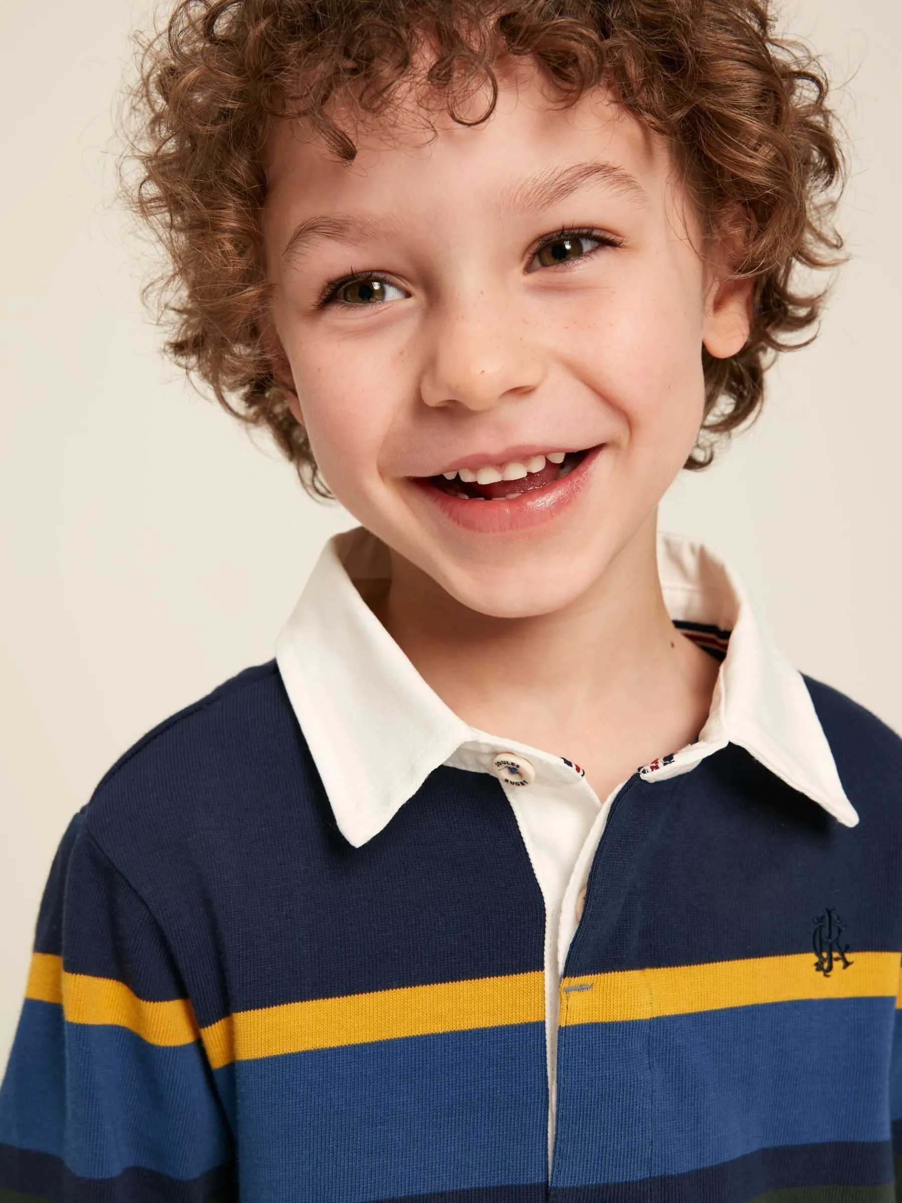 Boys' Onside Striped Cotton Rugby Shirt<Joules Online