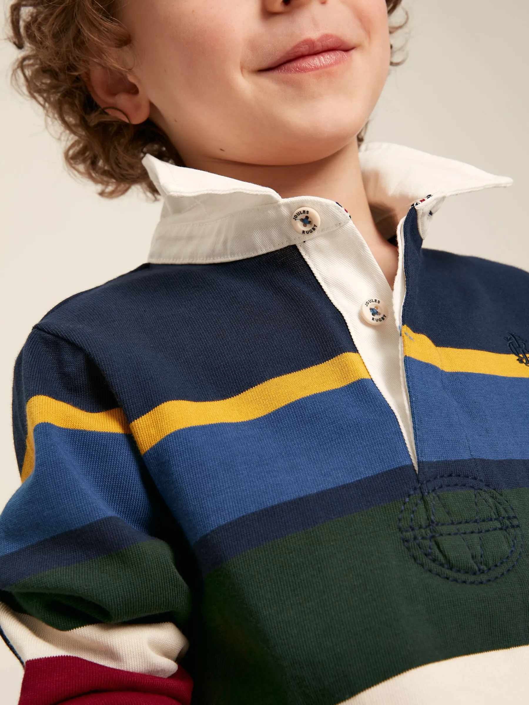Boys' Onside Striped Cotton Rugby Shirt<Joules Online