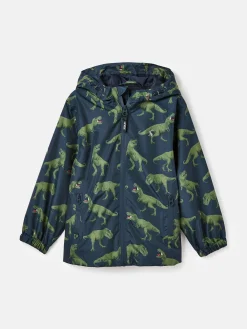 Boys' Rainwell Navy Dinosaur Waterproof Raincoat With Hood<Joules Online