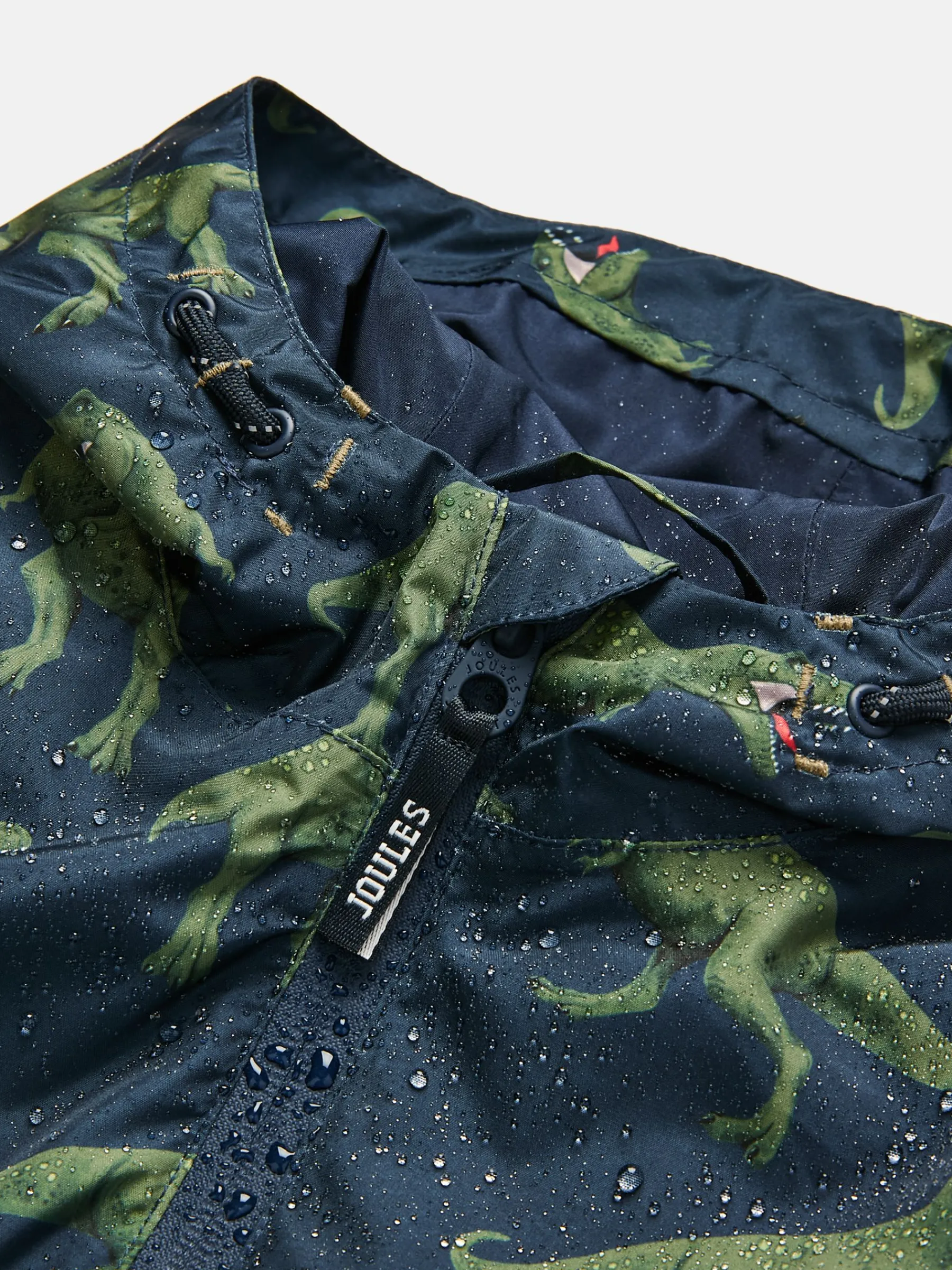 Boys' Rainwell Navy Dinosaur Waterproof Raincoat With Hood<Joules Online