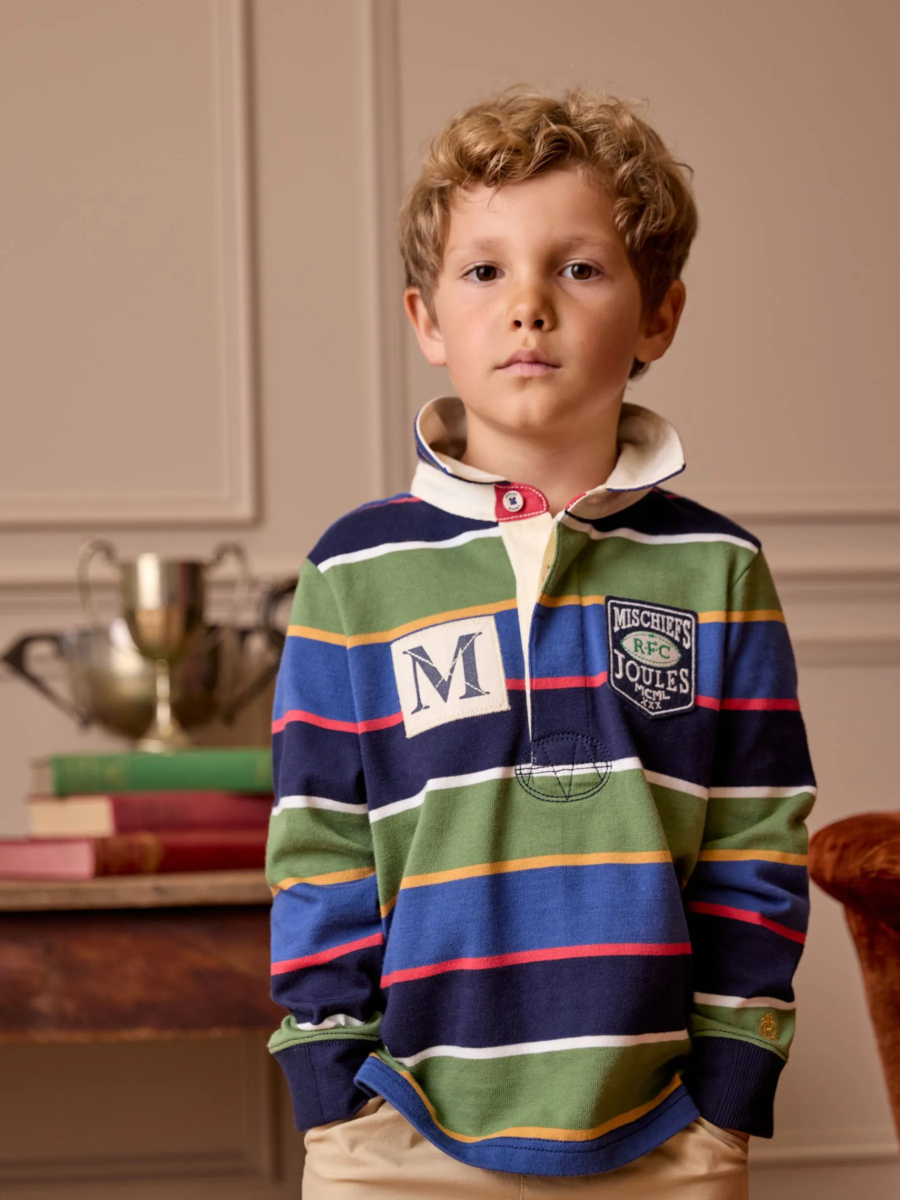 Boys' Tournament Multi Stripe Rugby Shirt<Joules Clearance