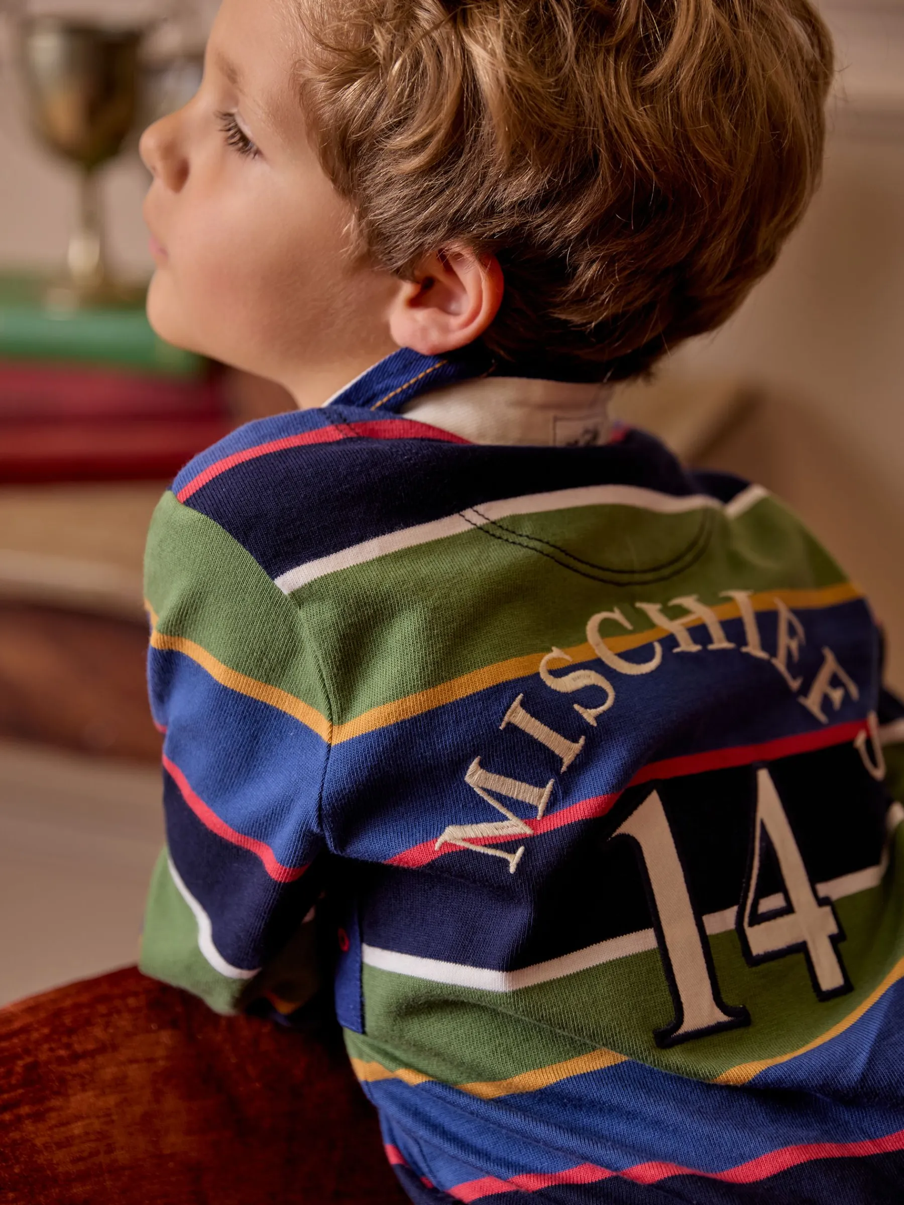 Boys' Tournament Multi Stripe Rugby Shirt<Joules Clearance