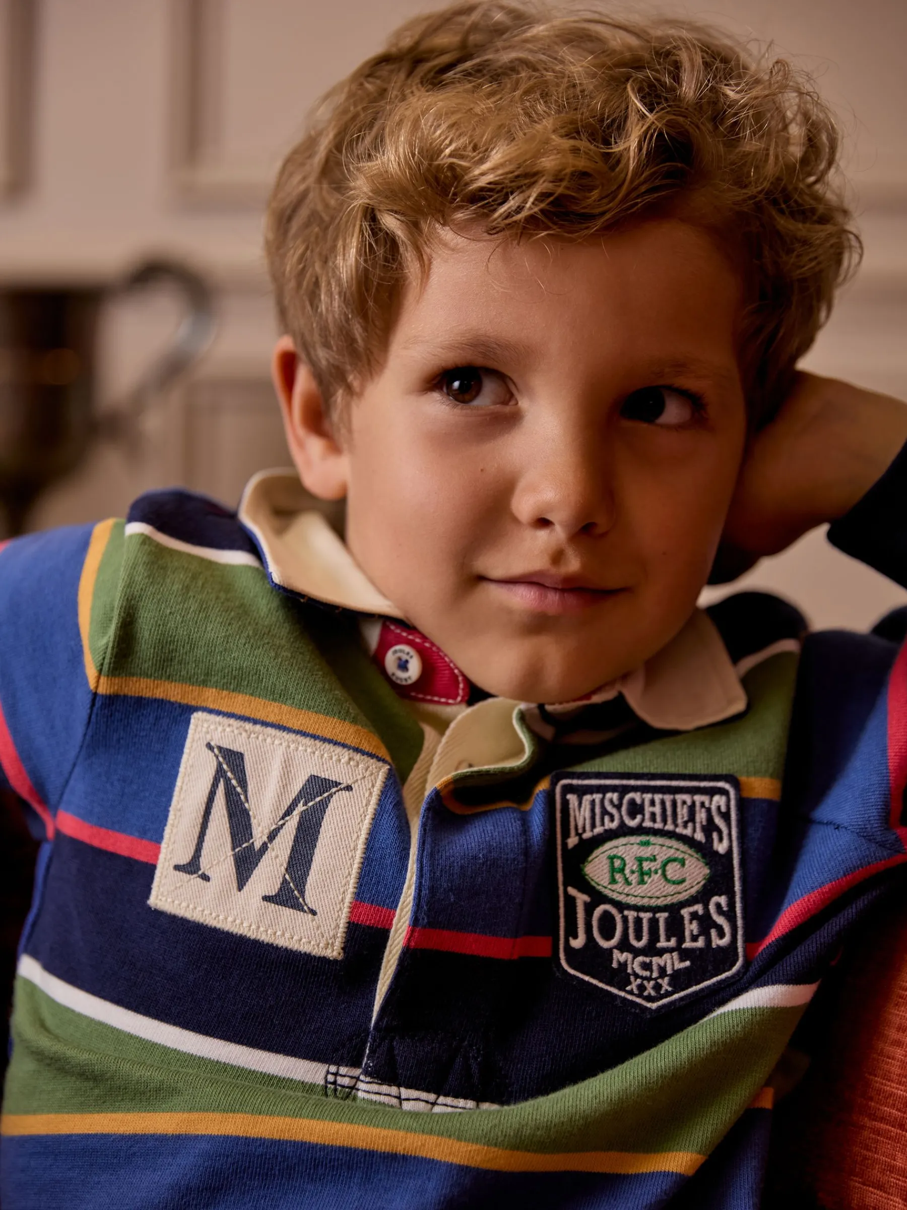 Boys' Tournament Multi Stripe Rugby Shirt<Joules Clearance