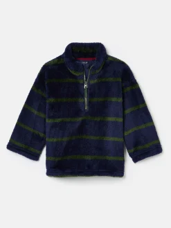 Boys' Woozle Navy & Green Stripe Half Zip Borg Fleece<Joules Online