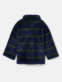 Boys' Woozle Navy & Green Stripe Half Zip Borg Fleece<Joules Online