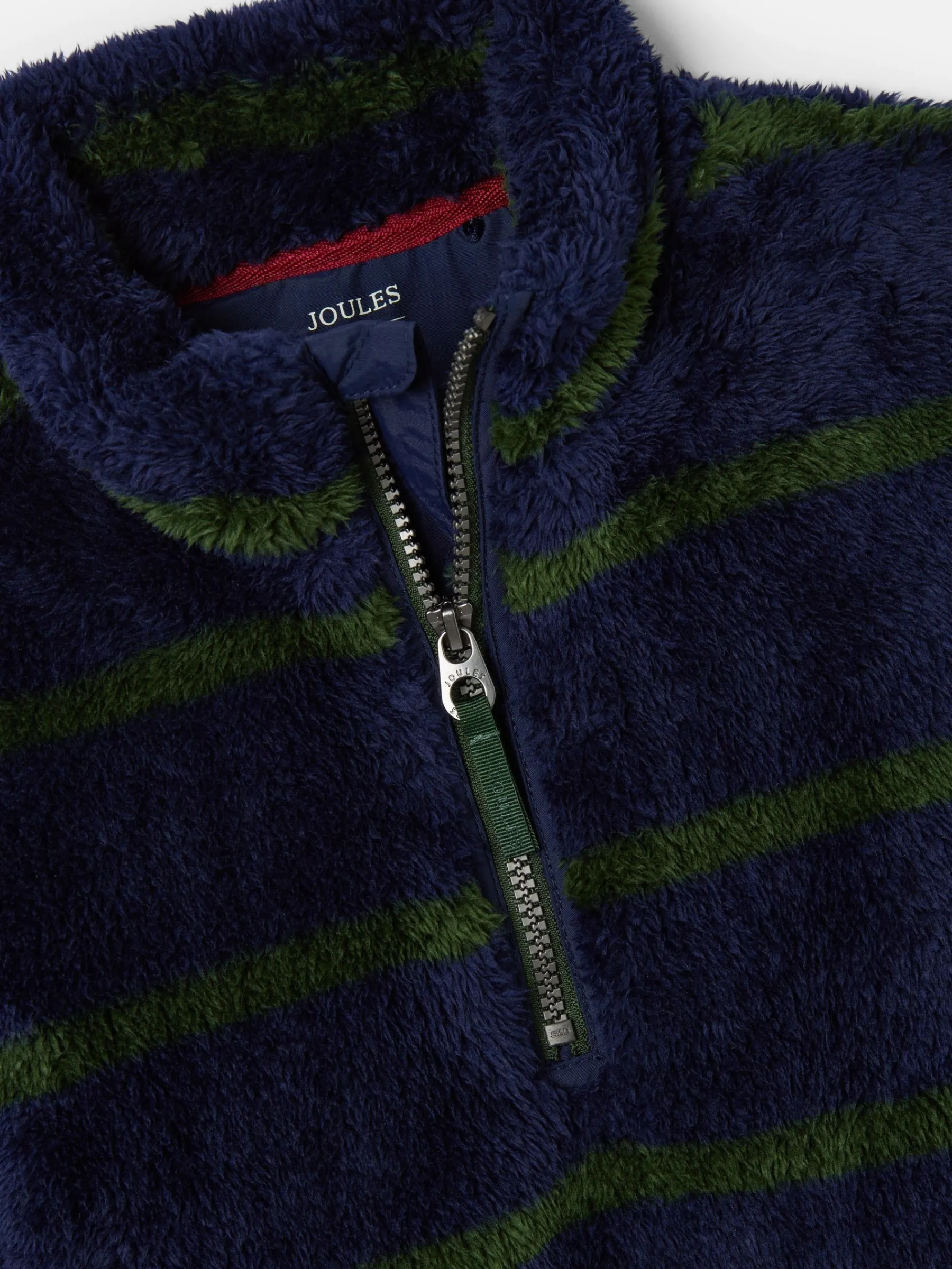 Boys' Woozle Navy & Green Stripe Half Zip Borg Fleece<Joules Online