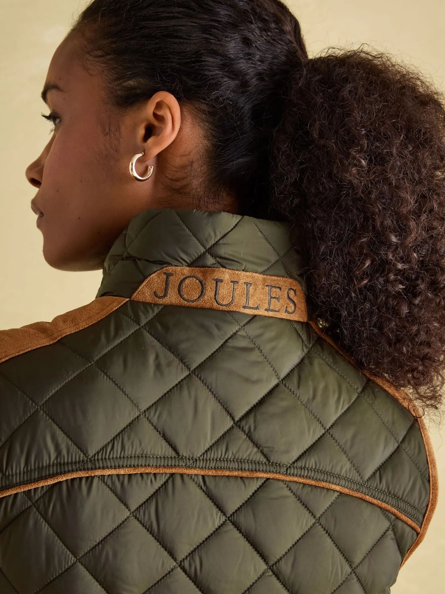 Braemar Luxe Khaki Green Showerproof Diamond Quilted Gilet<Joules Hot