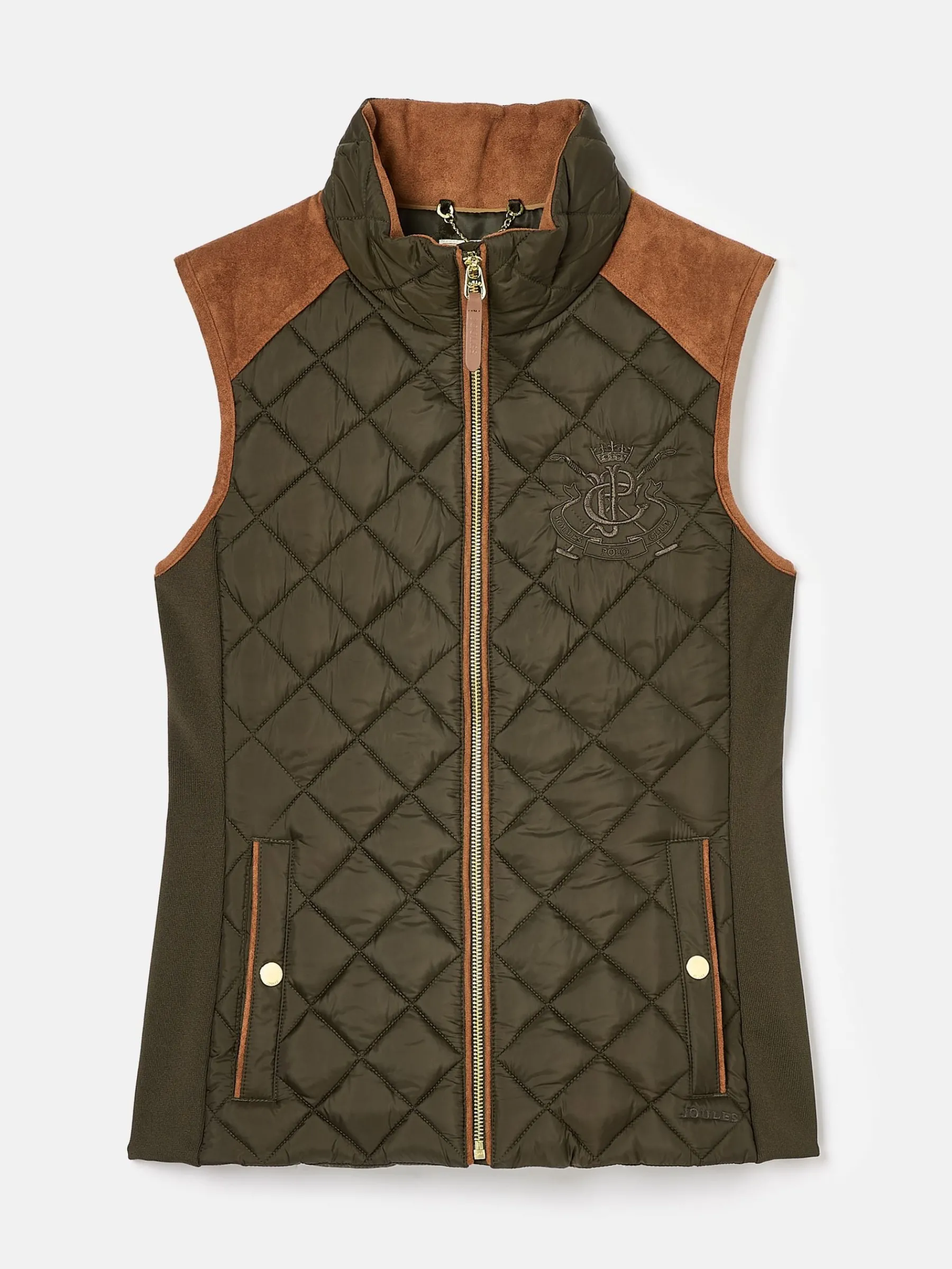 Braemar Luxe Khaki Green Showerproof Diamond Quilted Gilet<Joules Hot