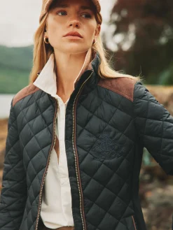 Braemar Luxe Showerproof Diamond Quilted Coat<Joules Sale