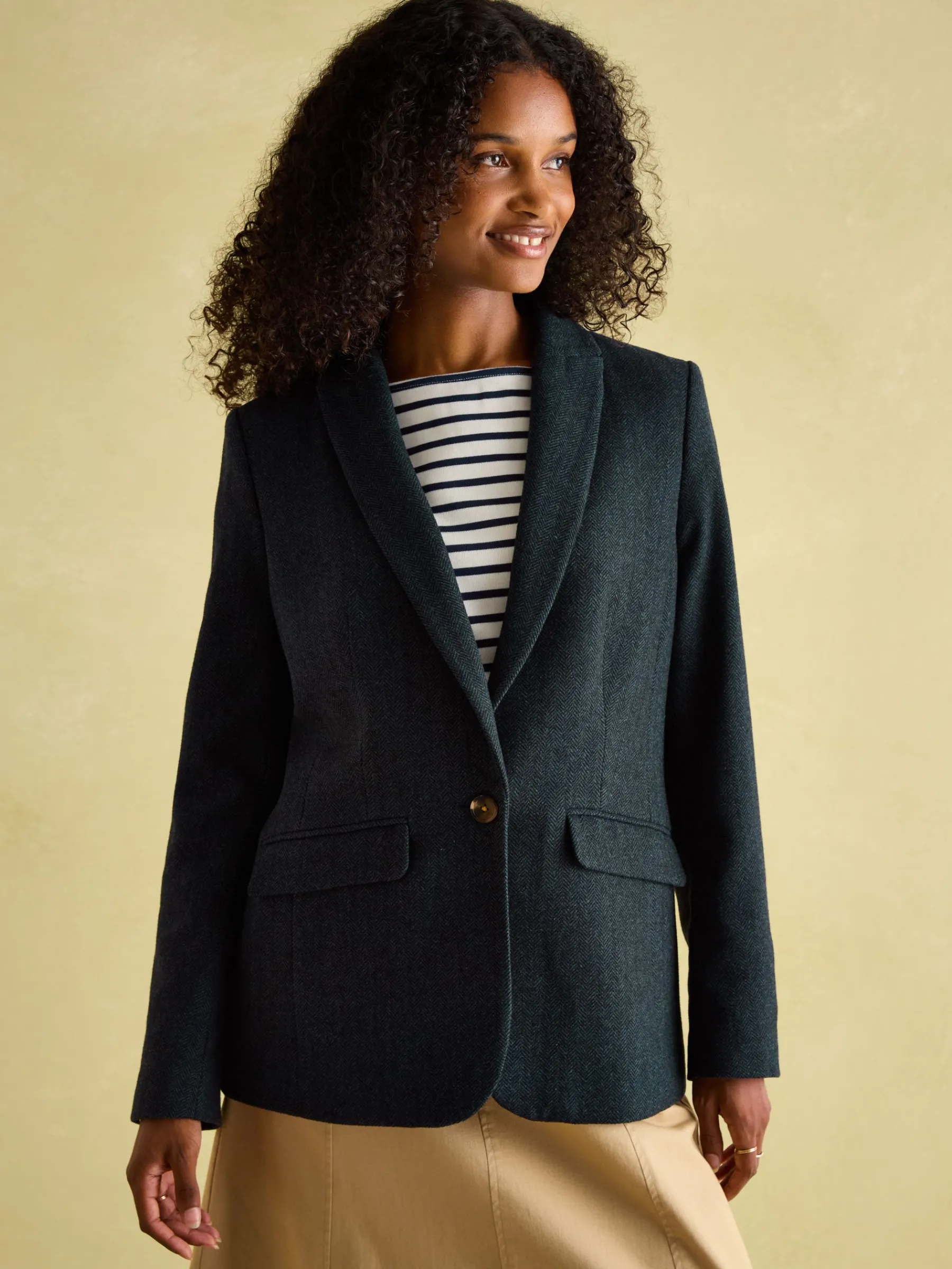 Bramble Navy Blue Tweed Blazer<Joules Outlet