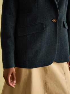Bramble Navy Blue Tweed Blazer<Joules Outlet