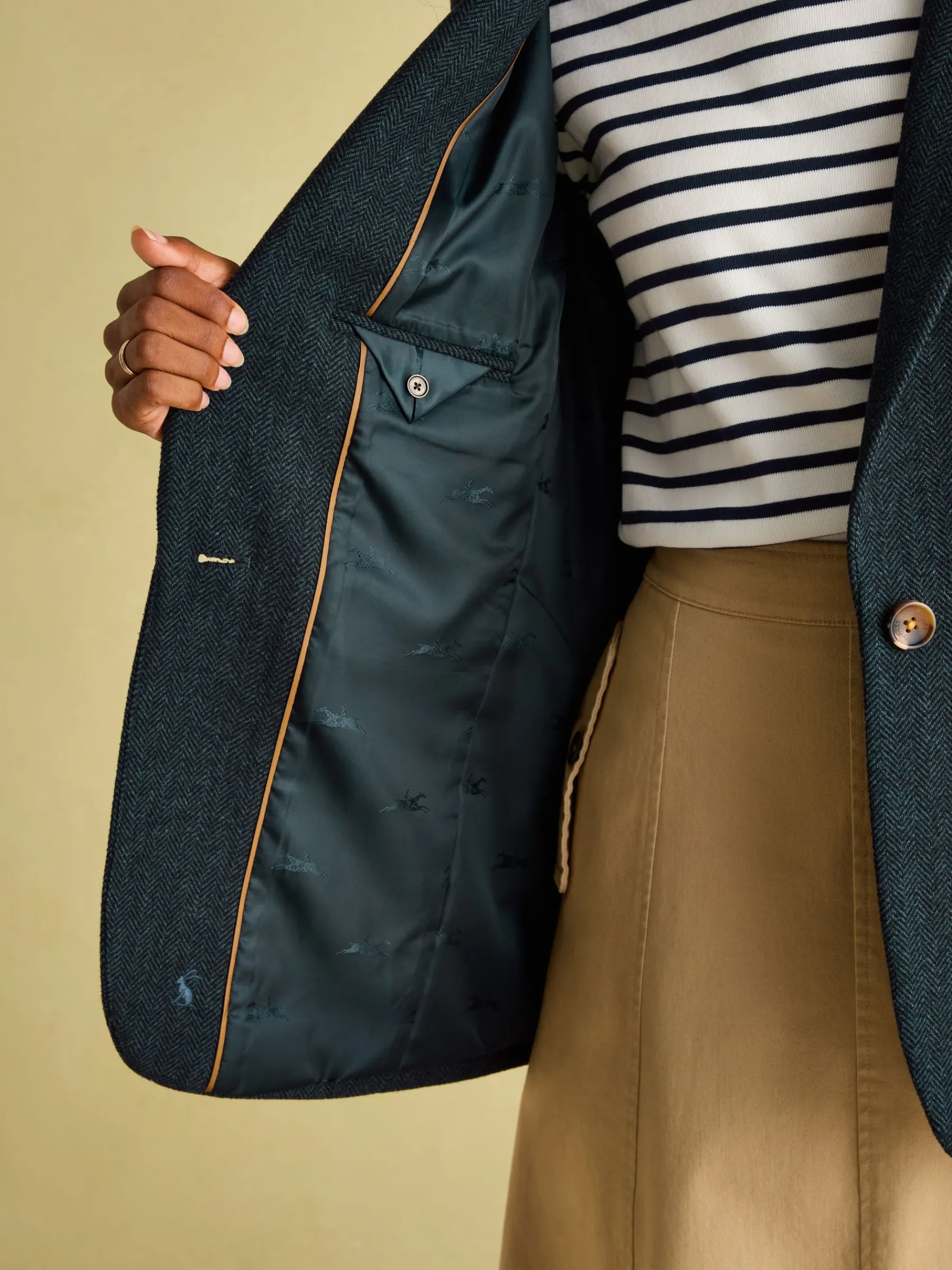 Bramble Navy Blue Tweed Blazer<Joules Outlet