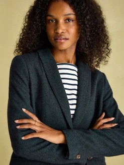 Bramble Navy Blue Tweed Blazer<Joules Outlet