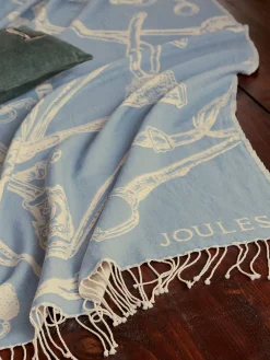 Bridle Print Blue & Cream Tassell Throw<Joules Discount