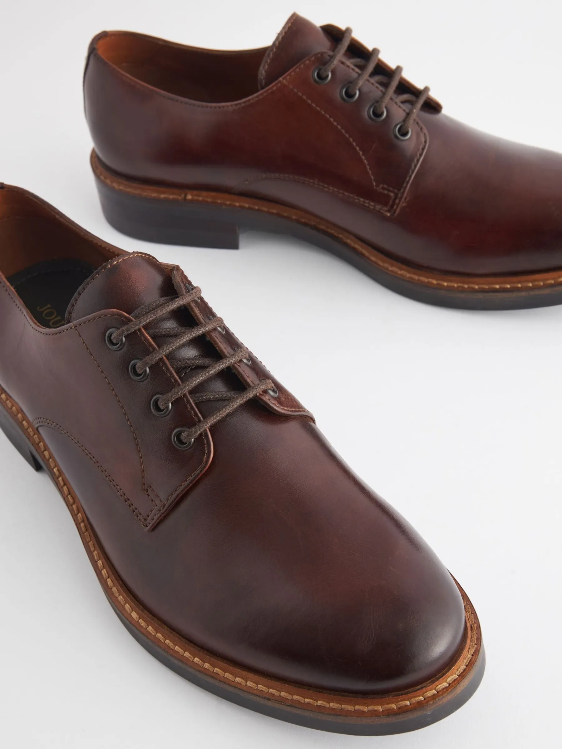 Brown Leather Classic Derby Shoes<Joules Online