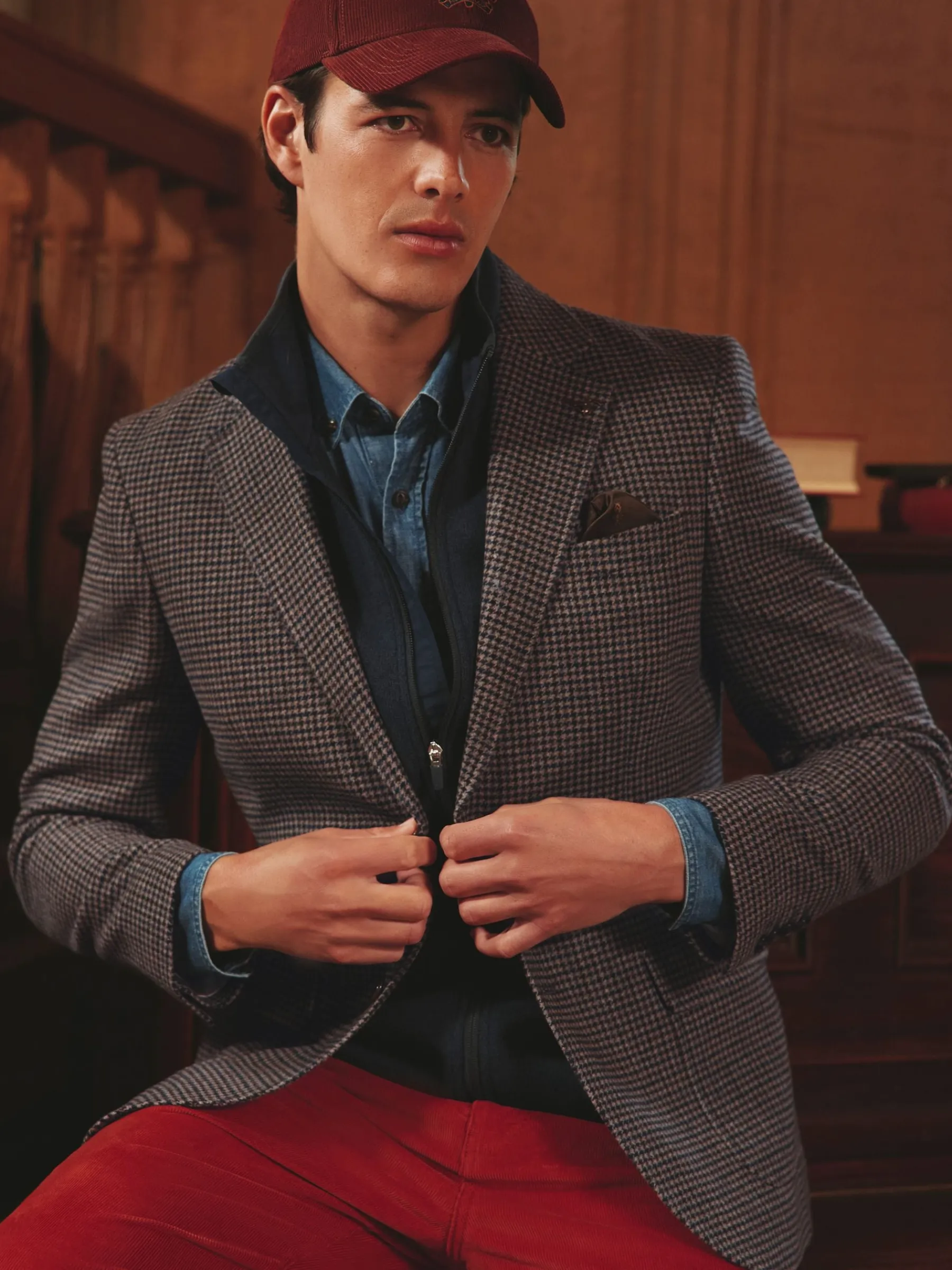 Slim Fit Dogtooth Texture Suit Jacket<Joules New