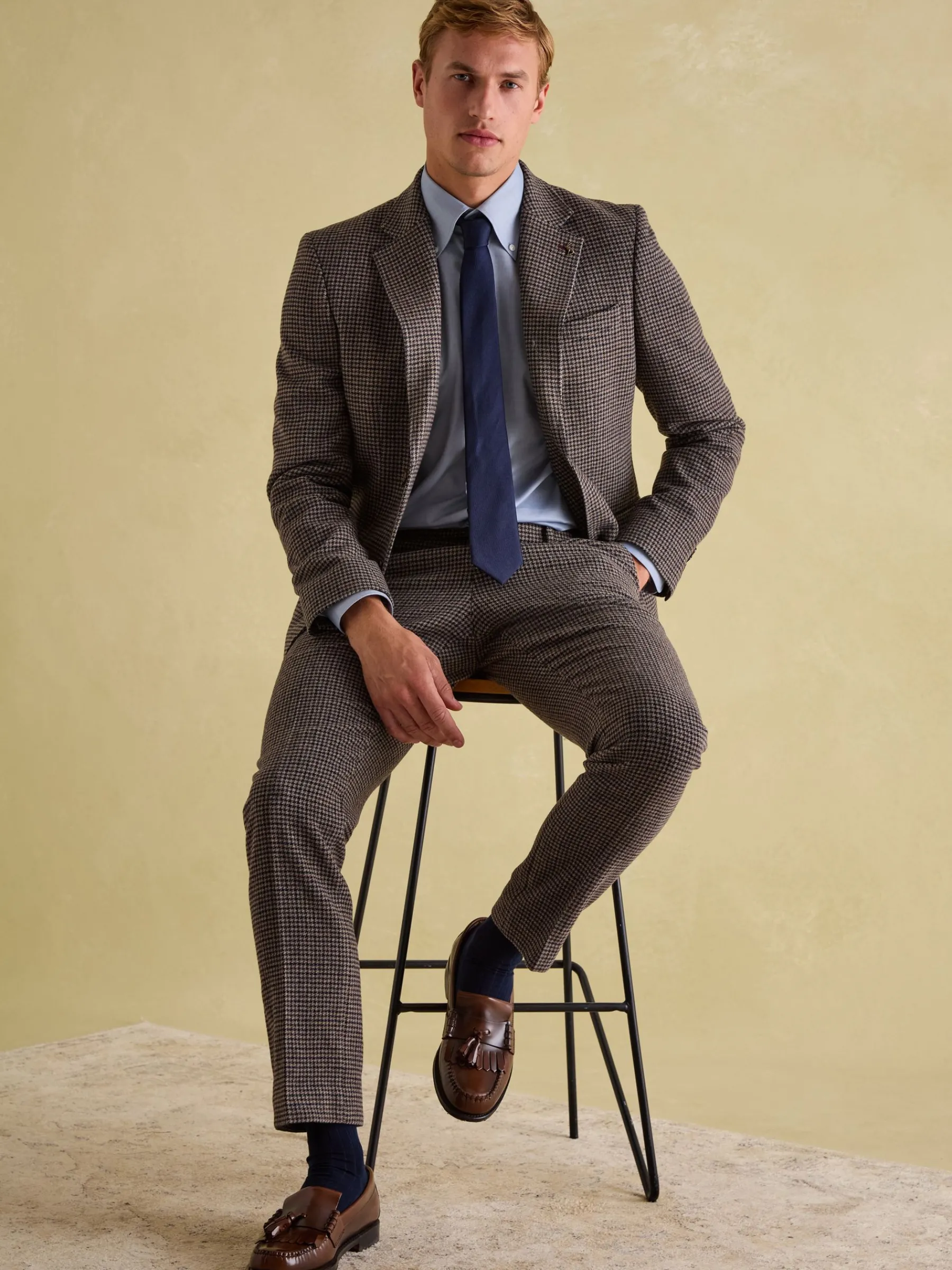 Slim Fit Dogtooth Texture Suit Jacket<Joules New