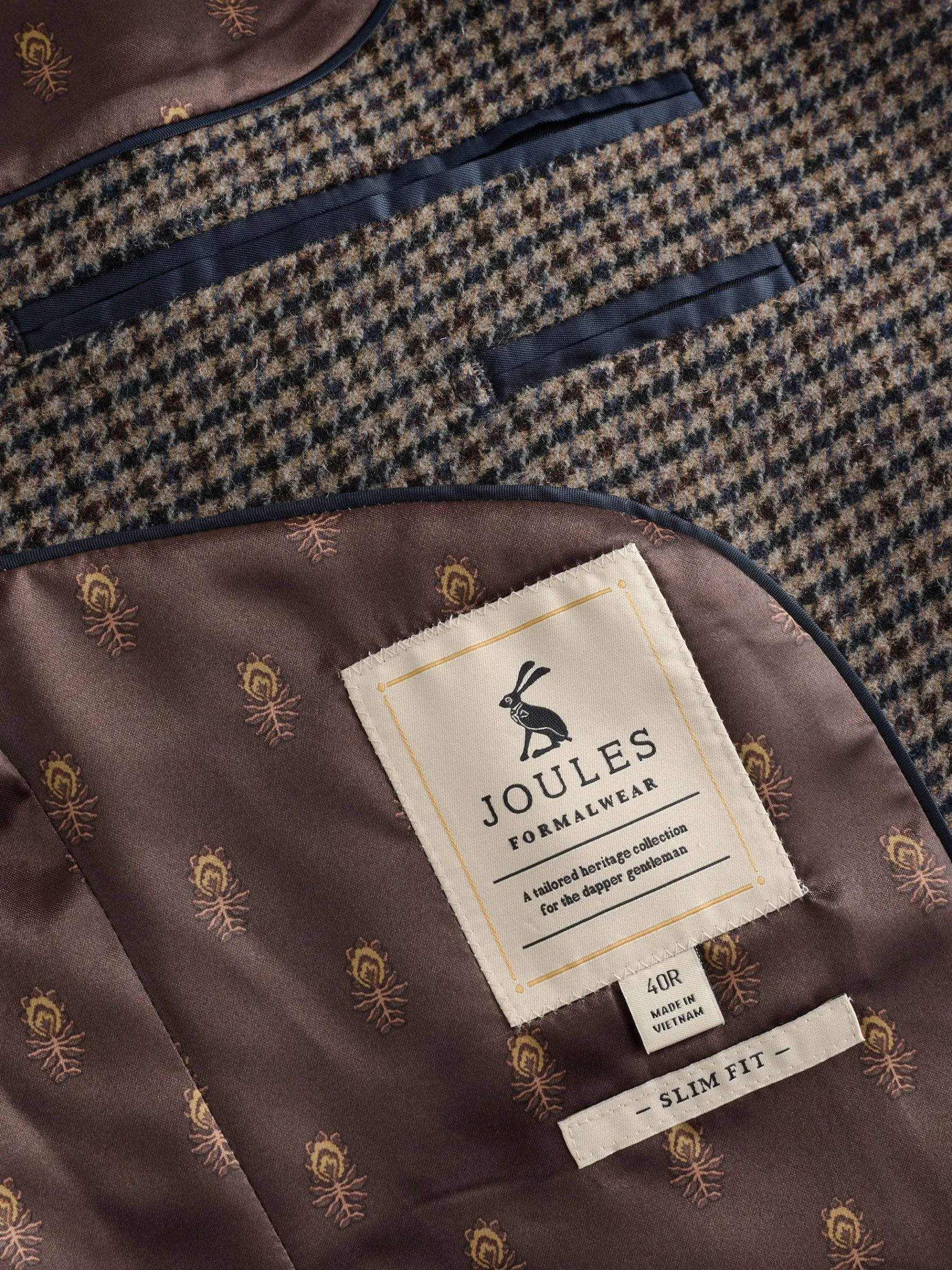 Slim Fit Dogtooth Texture Suit Jacket<Joules New