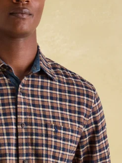 Buchanan Brown & Navy Soft Brushed Cotton Check Shirt<Joules Clearance