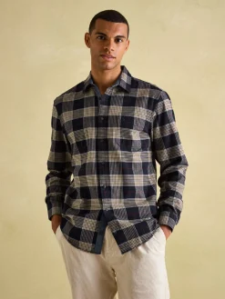 Buchanan Navy Blue Soft Brushed Cotton Check Shirt<Joules Clearance