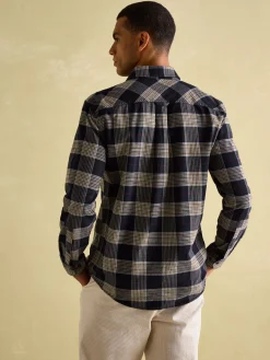 Buchanan Navy Blue Soft Brushed Cotton Check Shirt<Joules Clearance