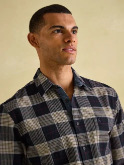 Buchanan Navy Blue Soft Brushed Cotton Check Shirt<Joules Clearance