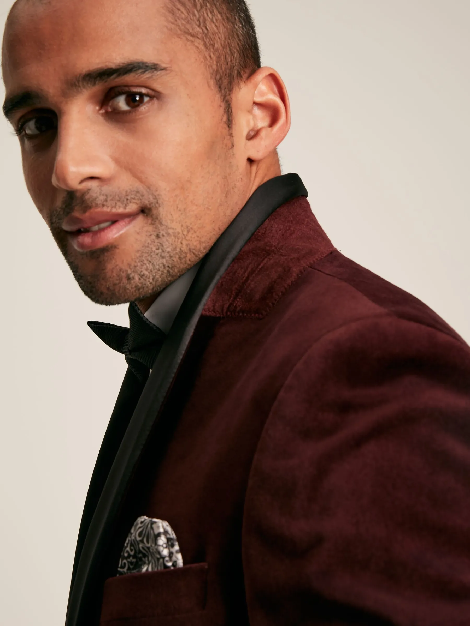 Burgundy Red Slim Fit Velvet Blazer<Joules New