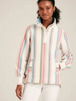 Burnham Multi Stripe Funnel Neck Quarter Zip Sweatshirt<Joules Clearance