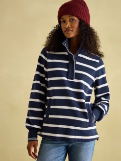 Burnham Navy Blue Funnel Neck Quarter Zip Sweatshirt<Joules
