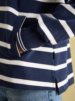 Burnham Navy Blue Funnel Neck Quarter Zip Sweatshirt<Joules