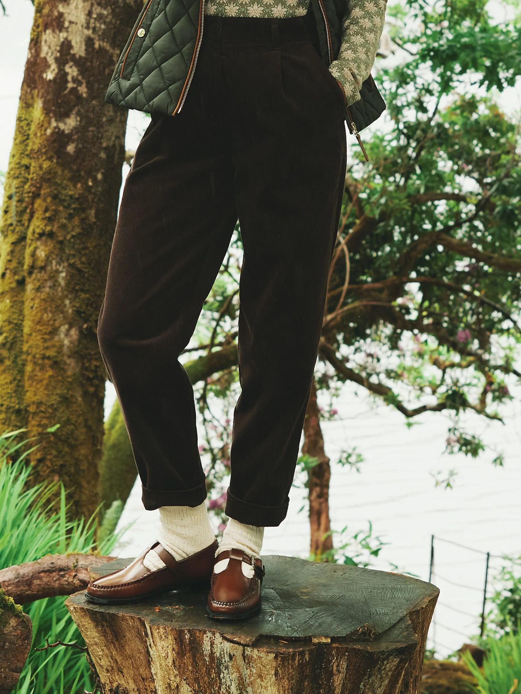 Calla Dark Brown Corduroy Tapered Trousers<Joules Clearance